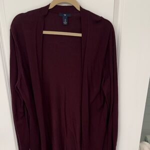 GAP Deep Burgundy Open Cardigan EUC